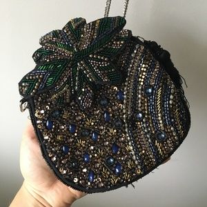 Black Vintage Beaded Mini Bag